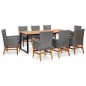vidaXL Set Pranzo da Giardino 9 pz Polyrattan e Legno Acacia Grigio vidaXL Set Pranzo da Giardino 9 pz Polyrattan e Legno Acacia Grigio