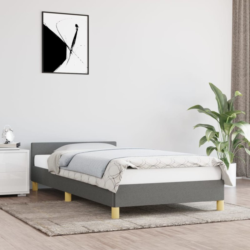 vidaXL Giroletto con Testiera Grigio Scuro 80x200 cm in Tessuto
