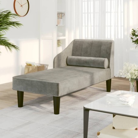 vidaXL Sdraio con Capezzale Grigio Chiaro in Velluto