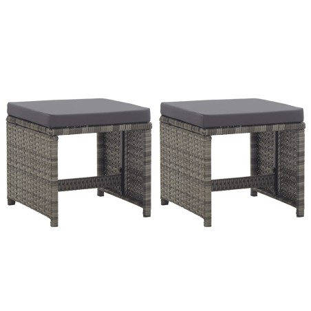 Sgabelli da Giardino 2 pz con Cuscini in Polyrattan Antracite