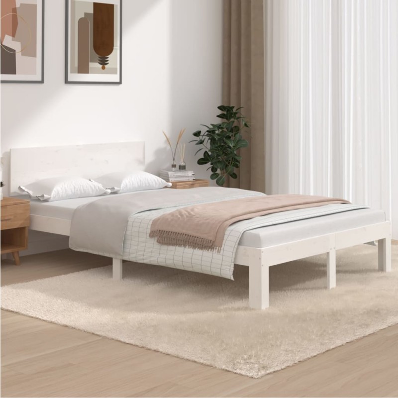 vidaXL Giroletto Bianco 120x200 cm in Legno Massello di Pino vidaXL Giroletto Bianco 120x200 cm in Legno Massello di Pino