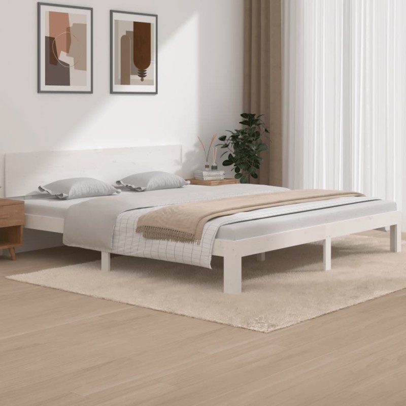 vidaXL Giroletto Bianco 180x200 cm in Legno Massello di Pino vidaXL Giroletto Bianco 180x200 cm in Legno Massello di Pino