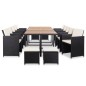 vidaXL Set da Pranzo da Giardino 15 pz con Cuscini in Polyrattan Nero vidaXL Set da Pranzo da Giardino 15 pz con Cuscini in Polyrattan Nero