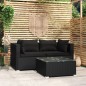vidaXL Set Divani da Giardino 3 pz con Cuscini in Polyrattan Nero vidaXL Set Divani da Giardino 3 pz con Cuscini in Polyrattan Nero