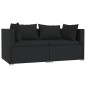 vidaXL Set Divani da Giardino 3 pz con Cuscini in Polyrattan Nero vidaXL Set Divani da Giardino 3 pz con Cuscini in Polyrattan Nero