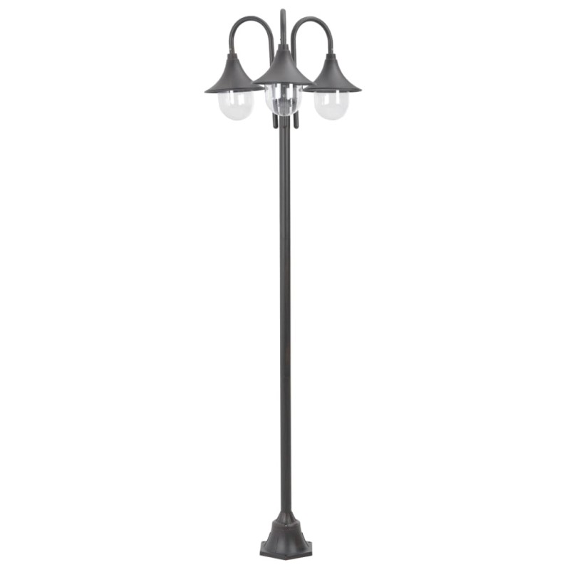 Lampione da Giardino E27 220 cm Alluminio 3 Lampade Bronzo Lampione da Giardino E27 220 cm Alluminio 3 Lampade Bronzo