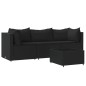 vidaXL Set Divani da Giardino 4 pz con Cuscini Nero in Polyrattan vidaXL Set Divani da Giardino 4 pz con Cuscini Nero in Polyrattan