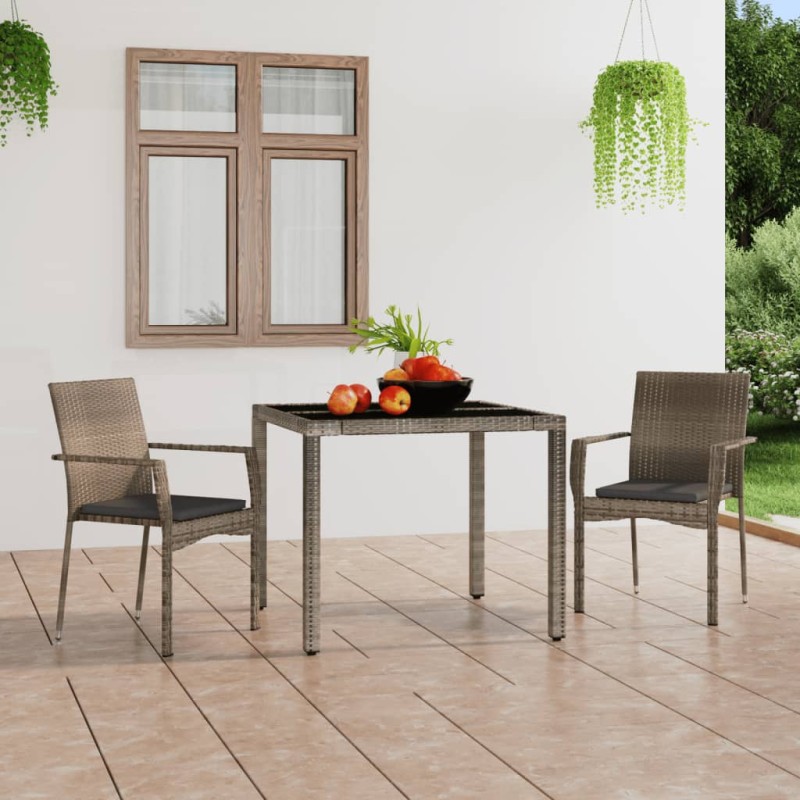 vidaXL Sedie da Giardino con Cuscini 2 pz in Polyrattan Grigie vidaXL Sedie da Giardino con Cuscini 2 pz in Polyrattan Grigie