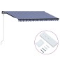 Tenda da Sole Retrattile Automatica 450x300 cm Blu e Bianca