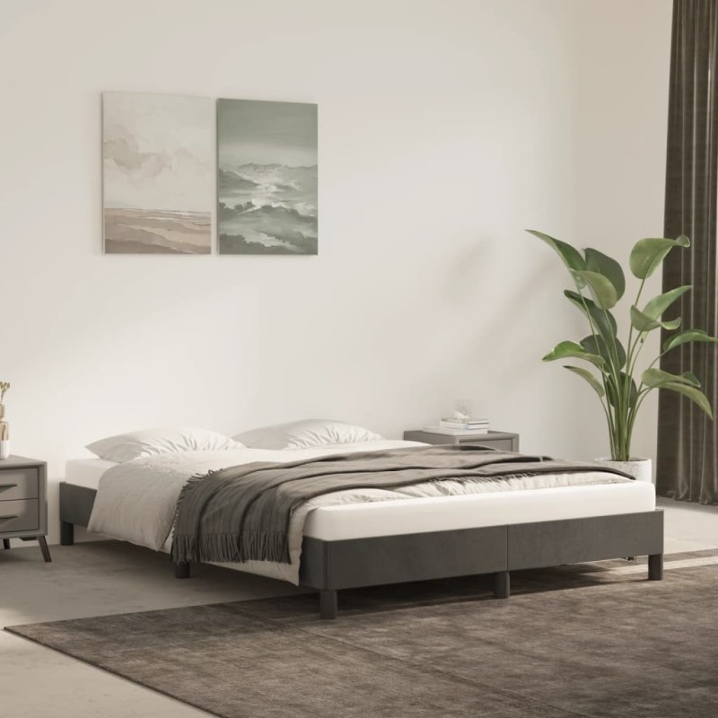 vidaXL Giroletto senza Materasso Grigio Scuro 140x190 cm Velluto vidaXL Giroletto senza Materasso Grigio Scuro 140x190 cm Velluto