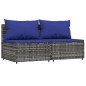 vidaXL Divani Centrali da Giardino con Cuscini 2pz Polyrattan Grigio vidaXL Divani Centrali da Giardino con Cuscini 2pz Polyrattan Grigio