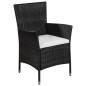 vidaXL Sedia da Esterno con Sgabello e Cuscini in Polyrattan Nero vidaXL Sedia da Esterno con Sgabello e Cuscini in Polyrattan Nero