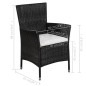 vidaXL Sedia da Esterno con Sgabello e Cuscini in Polyrattan Nero vidaXL Sedia da Esterno con Sgabello e Cuscini in Polyrattan Nero