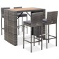 vidaXL Set da Bar da Giardino 5 pz Polyrattan e Legno Acacia Grigio vidaXL Set da Bar da Giardino 5 pz Polyrattan e Legno Acacia Grigio