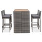 vidaXL Set da Bar da Giardino 5 pz Polyrattan e Legno Acacia Grigio vidaXL Set da Bar da Giardino 5 pz Polyrattan e Legno Acacia Grigio