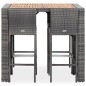 vidaXL Set da Bar da Giardino 5 pz Polyrattan e Legno Acacia Grigio vidaXL Set da Bar da Giardino 5 pz Polyrattan e Legno Acacia Grigio