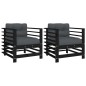 vidaXL Sedie da Giardino con Cuscini 2pz Legno Massello di Pino Nero vidaXL Sedie da Giardino con Cuscini 2pz Legno Massello di Pino Nero
