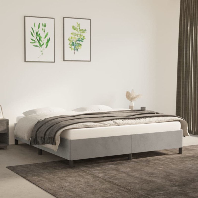 vidaXL Giroletto senza Materasso Grigio Chiaro 180x200 cm Velluto vidaXL Giroletto senza Materasso Grigio Chiaro 180x200 cm Velluto