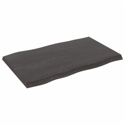 vidaXL Piano Tavolo Marrone Scuro 80x50x(2-4)cm in Rovere Non Trattato