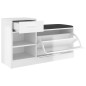 vidaXL Panca Porta Scarpe Bianco Lucido 94,5x31x57cm Legno Multistrato vidaXL Panca Porta Scarpe Bianco Lucido 94,5x31x57cm Legno Multistrato