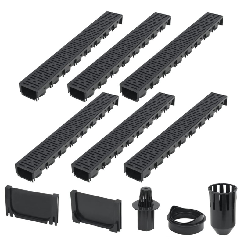 Canalette di Drenaggio 6 pz Plastica 6 m Canalette di Drenaggio 6 pz Plastica 6 m