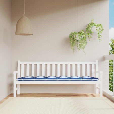vidaXL Cuscino Panca Giardino Righe Bianche e Blu 200x50x7 cm Tessuto