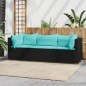 vidaXL Set Divani da Giardino 3 pz con Cuscini Nero in Polyrattan vidaXL Set Divani da Giardino 3 pz con Cuscini Nero in Polyrattan