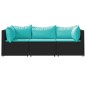 vidaXL Set Divani da Giardino 3 pz con Cuscini Nero in Polyrattan vidaXL Set Divani da Giardino 3 pz con Cuscini Nero in Polyrattan