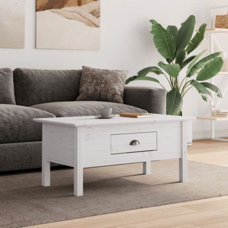 vidaXL Tavolino da Salotto BODO 100x55x45cm Legno Massello Pino Bianco