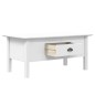 vidaXL Tavolino da Salotto BODO 100x55x45cm Legno Massello Pino Bianco
