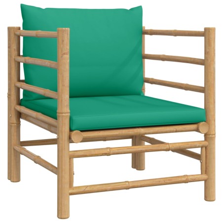 vidaXL Divano da Giardino con Cuscini Verdi in Bambù