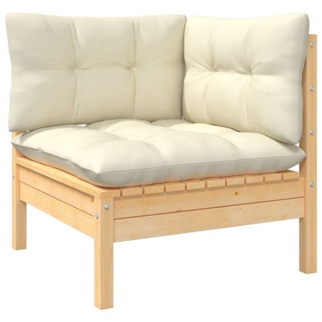 vidaXL Set Divani da Giardino 3 pz con Cuscini Crema Massello di Pino