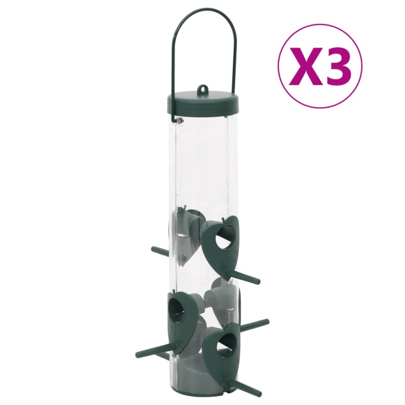 vidaXL Mangiatoie per Uccelli 3 pz Verde Scuro 17x17x32 cm vidaXL Mangiatoie per Uccelli 3 pz Verde Scuro 17x17x32 cm
