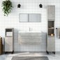 vidaXL Mobile da Bagno con Specchio Grigio Cemento Legno Multistrato vidaXL Mobile da Bagno con Specchio Grigio Cemento Legno Multistrato
