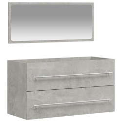vidaXL Mobile da Bagno con Specchio Grigio Cemento Legno Multistrato