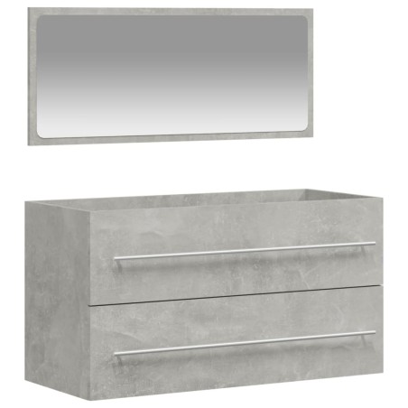 vidaXL Mobile da Bagno con Specchio Grigio Cemento Legno Multistrato