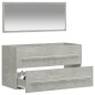 vidaXL Mobile da Bagno con Specchio Grigio Cemento Legno Multistrato vidaXL Mobile da Bagno con Specchio Grigio Cemento Legno Multistrato