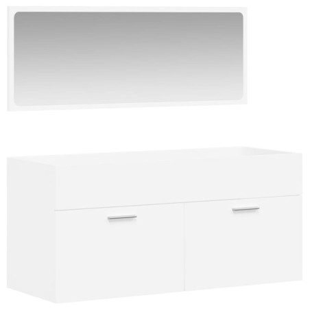 vidaXL Mobile da Bagno con Specchio Bianco in Legno Multistrato