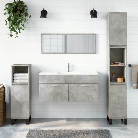 vidaXL Mobile da Bagno con Specchio Grigio Cemento Legno Multistrato