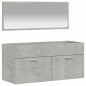 vidaXL Mobile da Bagno con Specchio Grigio Cemento Legno Multistrato