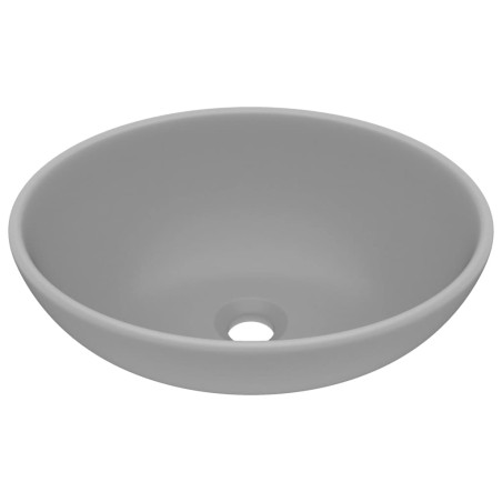 Lavandino Lusso Ovale Grigio Chiaro Opaco 40x33 cm in Ceramica