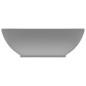 Lavandino Lusso Ovale Grigio Chiaro Opaco 40x33 cm in Ceramica