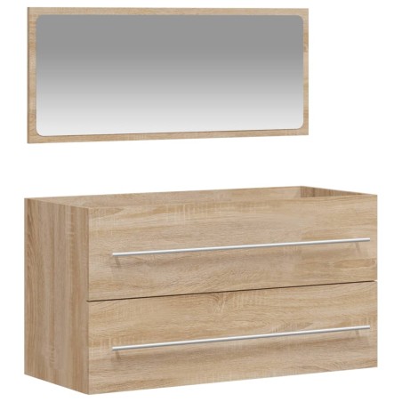 vidaXL Mobile da Bagno con Specchio Rovere Sonoma in Legno Multistrato