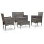 vidaXL Set Divani da Giardino 4 pz con Cuscini in Polyrattan Grigio vidaXL Set Divani da Giardino 4 pz con Cuscini in Polyrattan Grigio