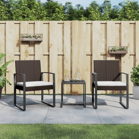 vidaXL Set da Pranzo da Giardino 3 pz con Cuscini in PP Rattan Marrone