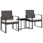 vidaXL Set da Pranzo da Giardino 3 pz con Cuscini in PP Rattan Marrone vidaXL Set da Pranzo da Giardino 3 pz con Cuscini in PP Rattan Marrone
