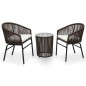 vidaXL Set da Bistrot 3 pz con Cuscini in Polyrattan Marrone vidaXL Set da Bistrot 3 pz con Cuscini in Polyrattan Marrone