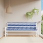 vidaXL Cuscini Panca Giardino 2pz Righe Bianche Blu 200x50x7cm Tessuto vidaXL Cuscini Panca Giardino 2pz Righe Bianche Blu 200x50x7cm Tessuto
