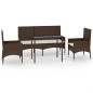 vidaXL Set Mobili da Giardino 4 pz con Cuscini in Polyrattan Marrone vidaXL Set Mobili da Giardino 4 pz con Cuscini in Polyrattan Marrone