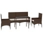 vidaXL Set Mobili da Giardino 4 pz con Cuscini in Polyrattan Marrone vidaXL Set Mobili da Giardino 4 pz con Cuscini in Polyrattan Marrone